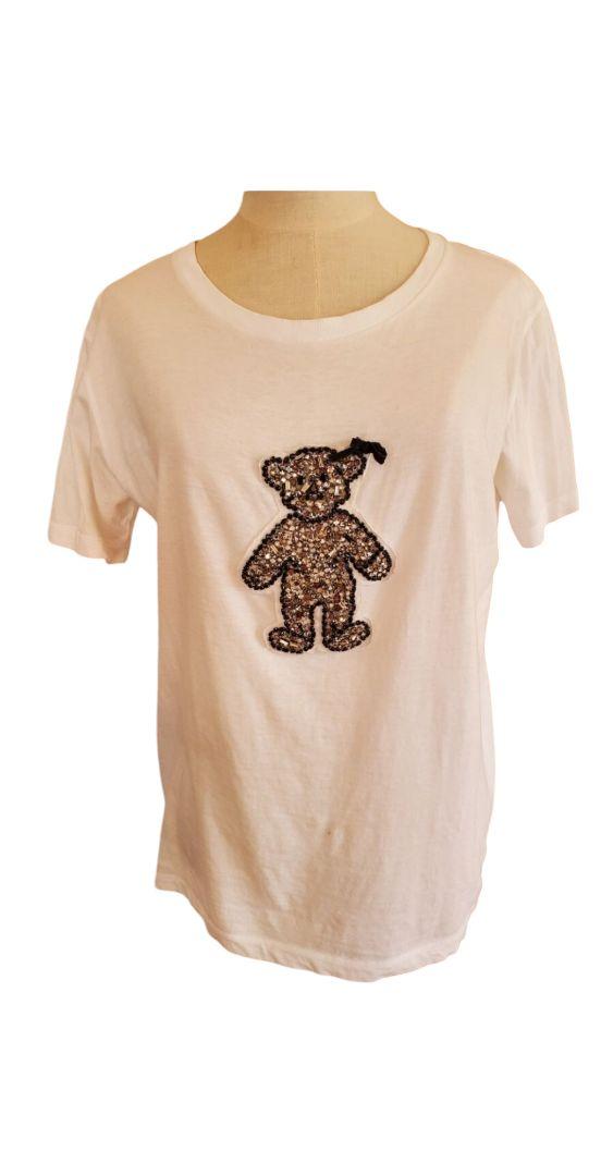 希少　PRADA プラダ　クマ　ビジュー　ベア　三角ロゴ　Tシャツ　イタリア製L