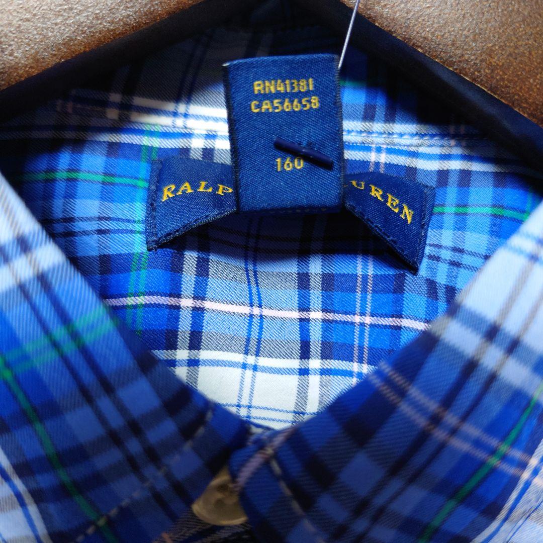 ⚫専用⚫②新品未使用 ラルフローレン 長袖チェックシャツ  ブルー系 160