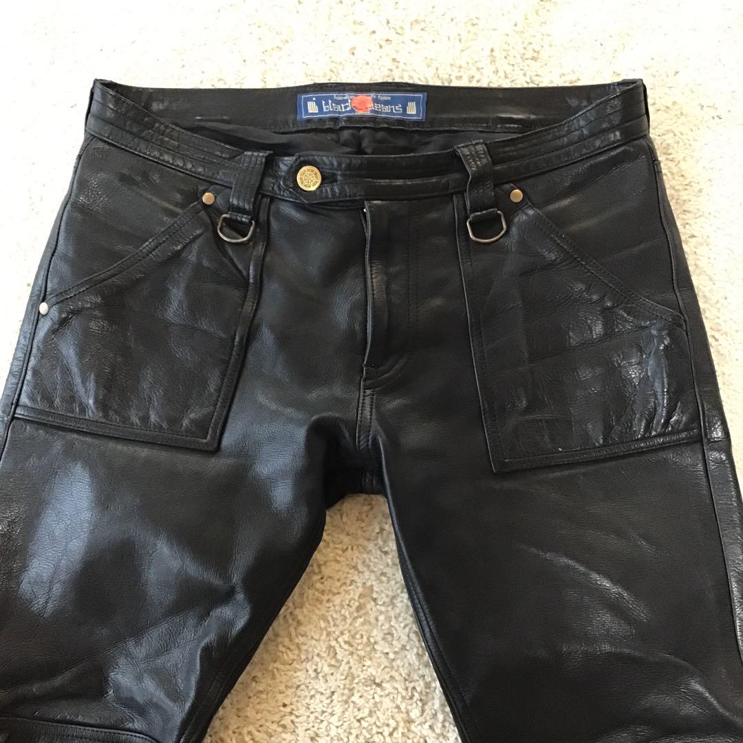 ブラックミーンズ　レザー　黒パンツ ジッパー　size2