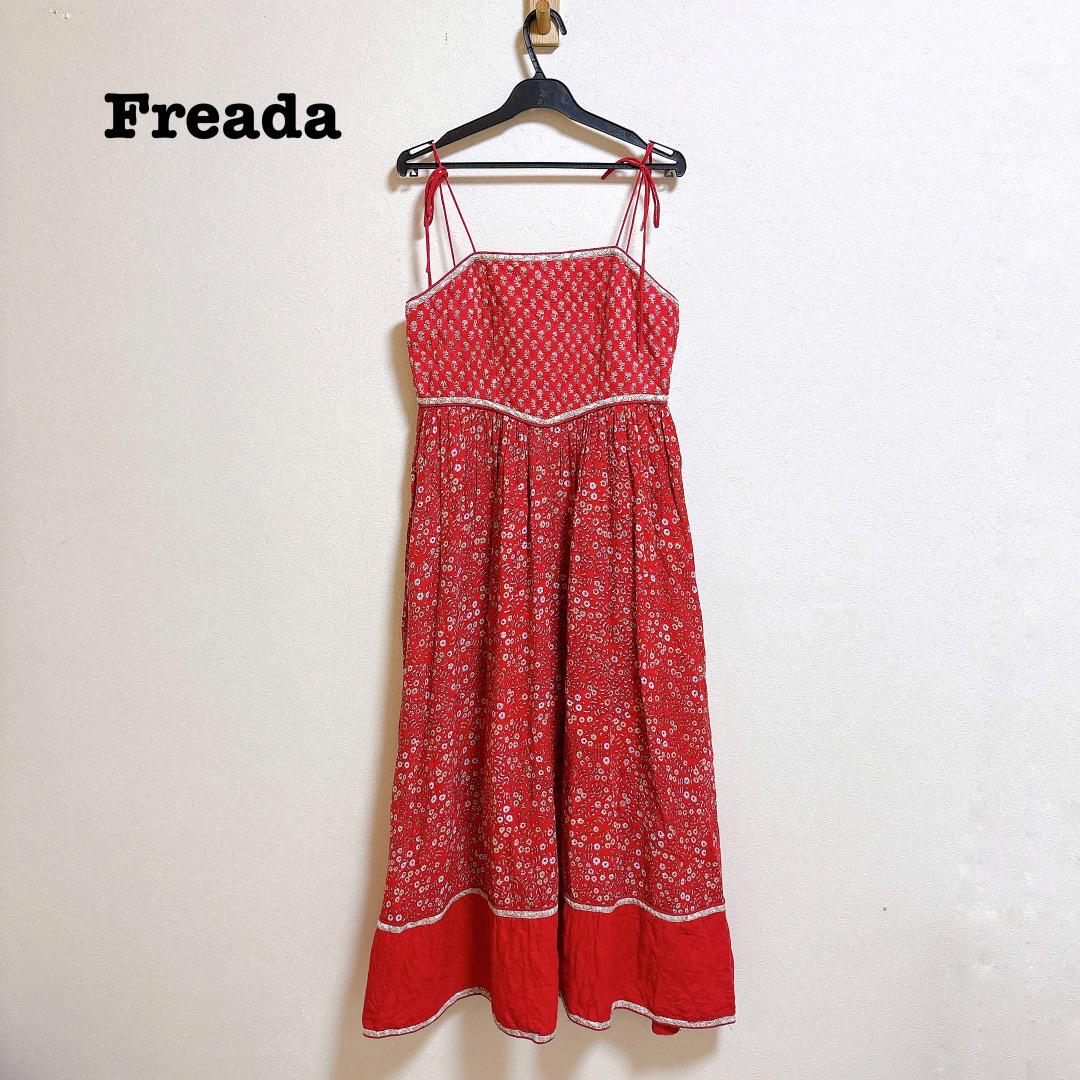 Freada フリーダ インド木版キルトキャミワンピース