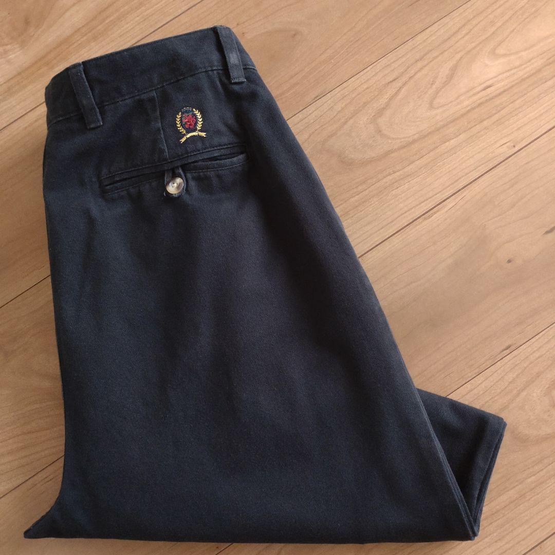 TOMMY HILFIGER チノスラックスパンツ/黒/古着/W34L32