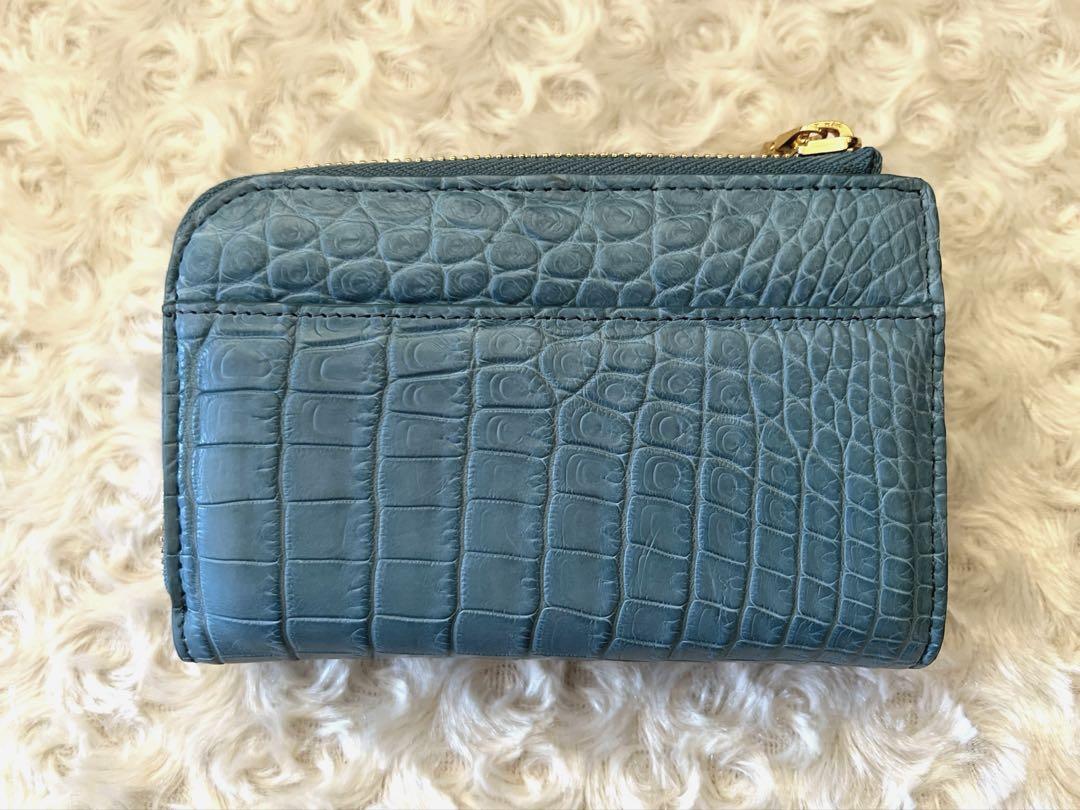 レザージュエルズ　クロコダイル　L字二つ折り財布　ブルージーン レザージュエルズ クロコダイル L字二つ折り財布 ブルージーン