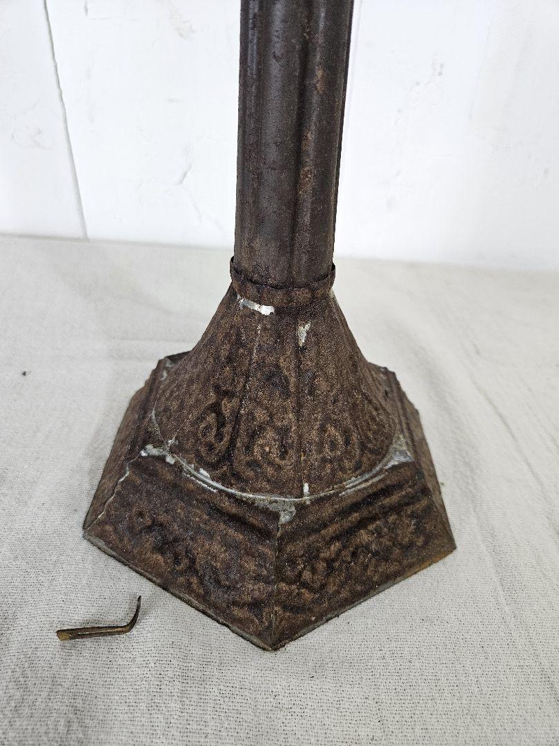 Japan antique 時代物 オイルランプ ガラス×鉄製 ランプスタンド