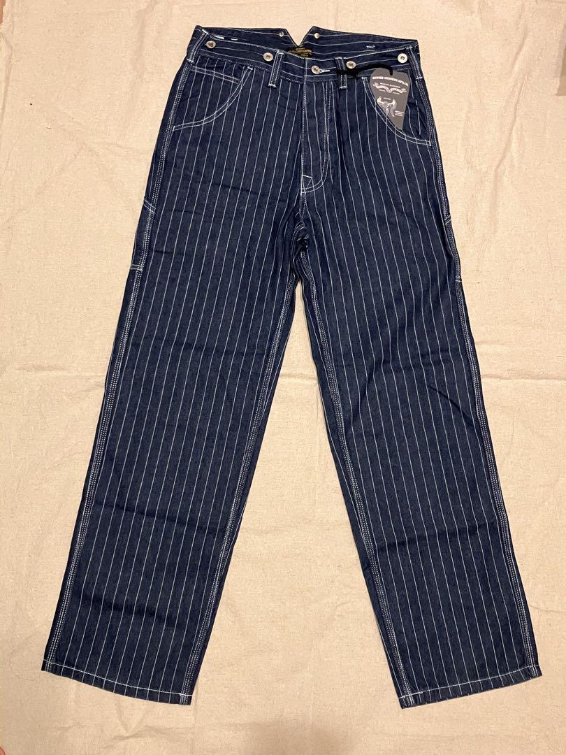 新品 typeB-L】 ストライプ デニム パンツ ウォバッシュ