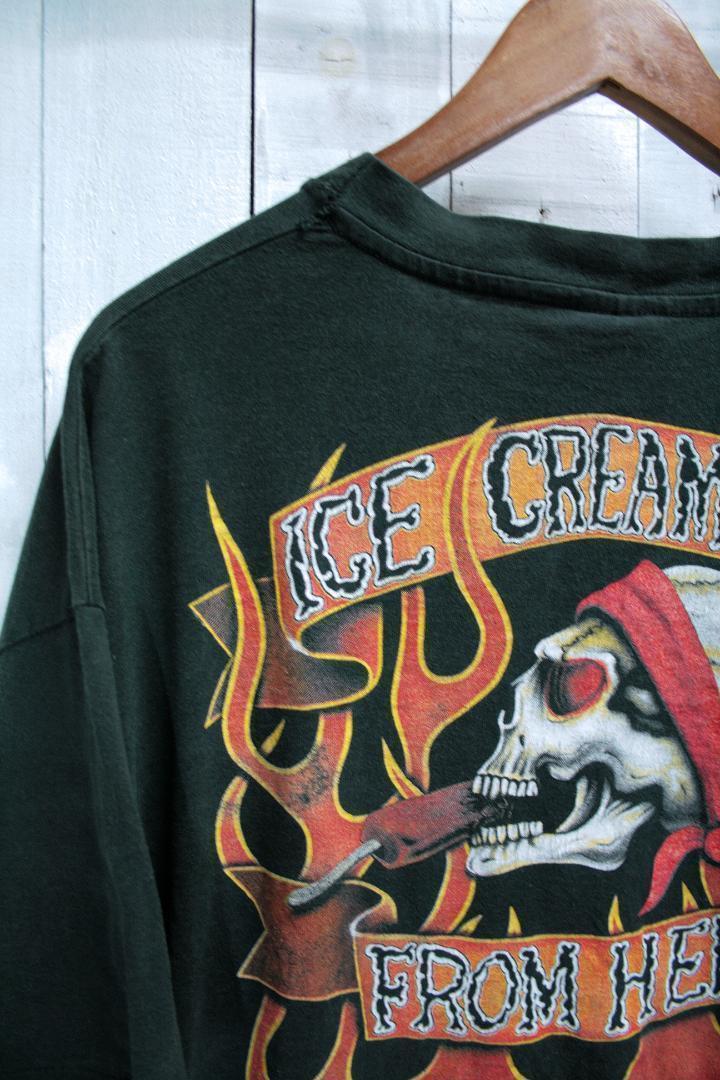 90s XL スカル 骸骨 バイカー ヴィンテージ Tシャツ 黒 トップス