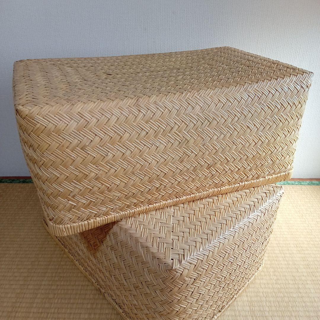 昭和レトロ鳥越すず竹竹細工行李かご大型(65cm)　鳥越竹細工
