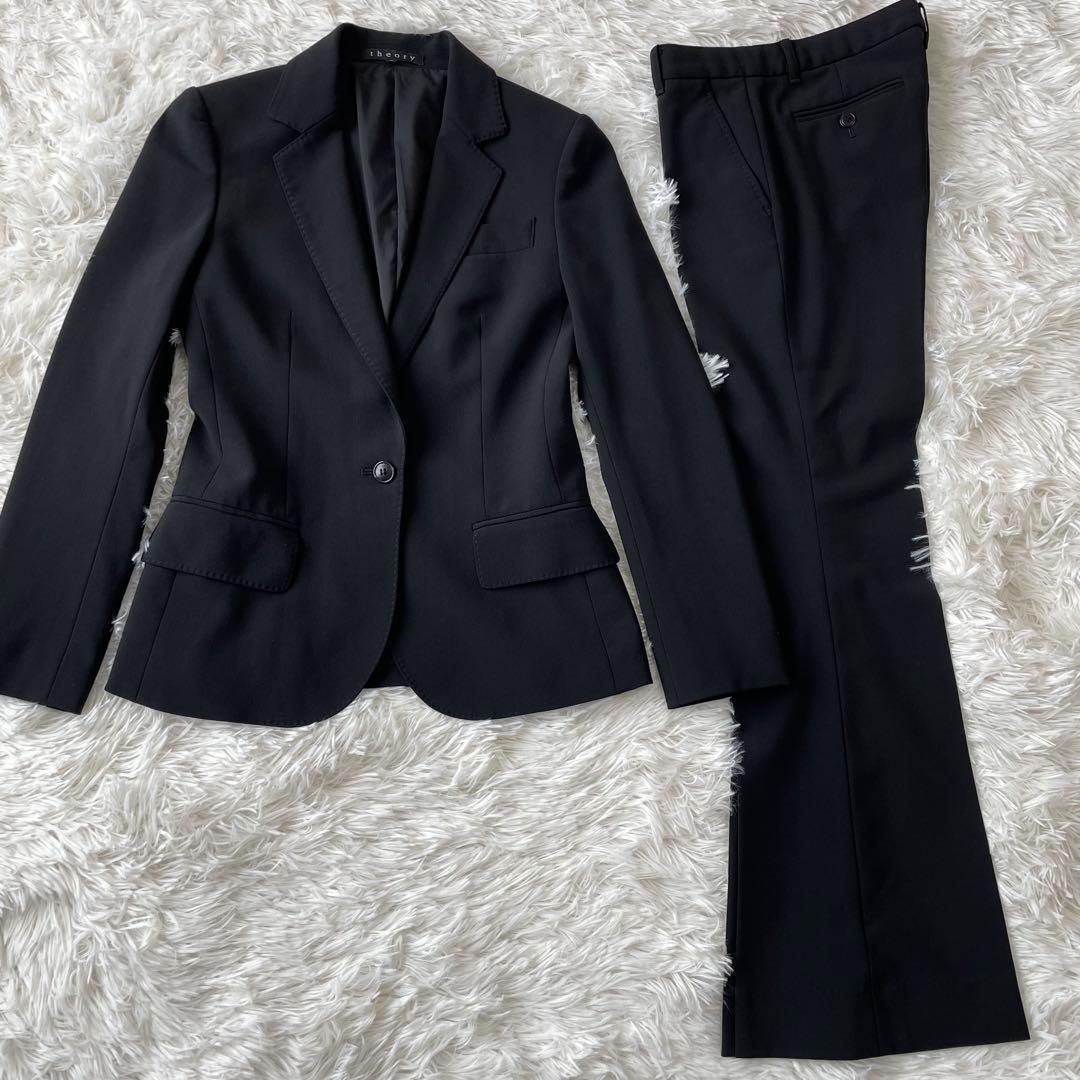 セオリー【S・7号】パンツスーツ　パンツセットアップ　ジャケット　パンツウール混