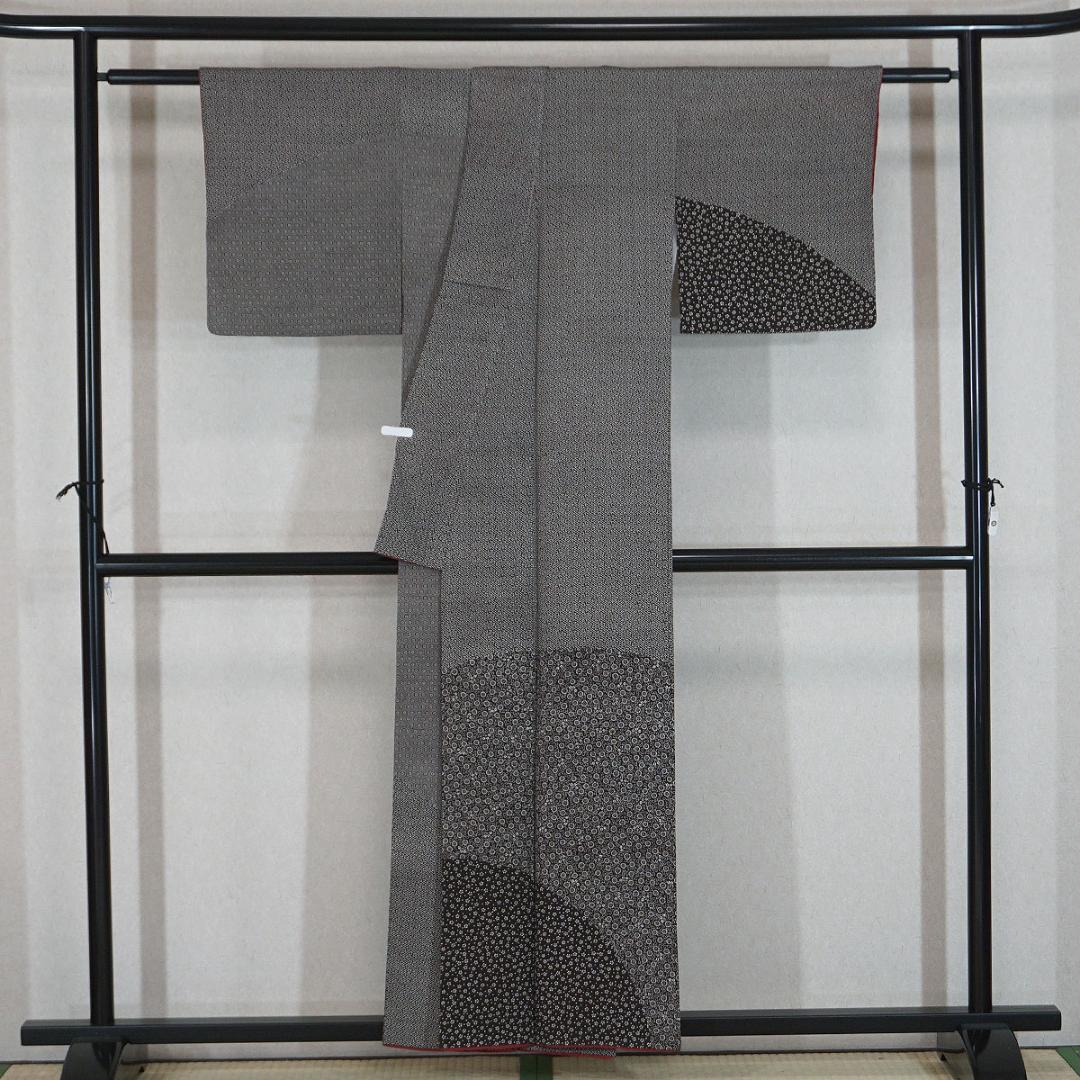 作家物 薄黒 正絹付下げ訪問着 フォーマル 150cm 江戸小紋 l731