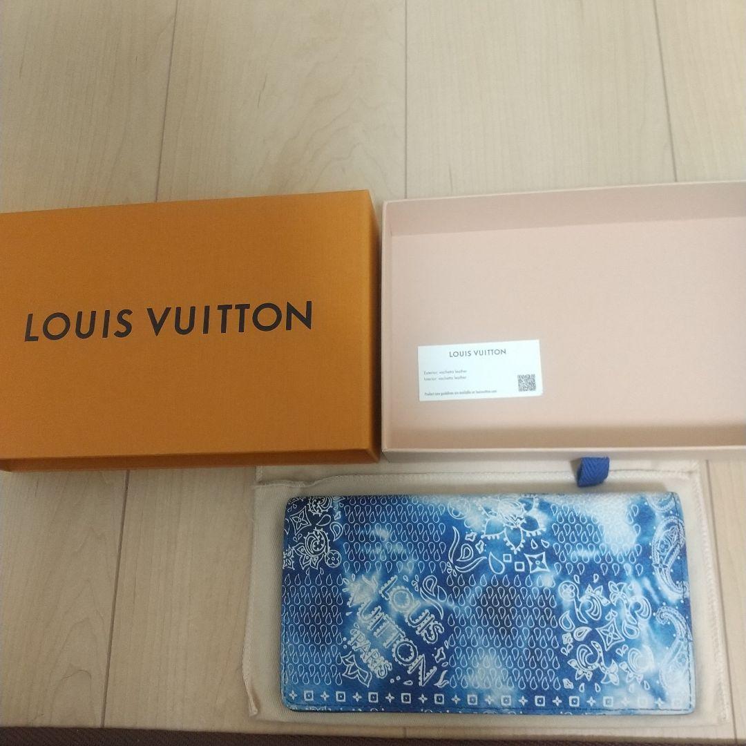 LOUIS VUITTON ブルー　バンダナ　長財布　ポルトフォイユ ブラザ