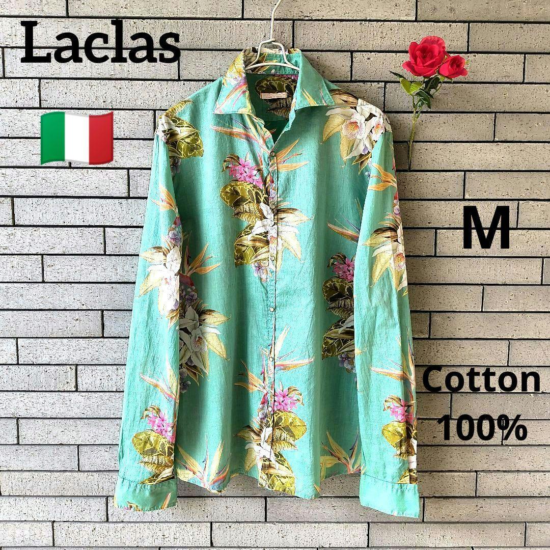 ♠ ラクラス ボタニカル プリントシャツ 綿100 イタリア製 M 春夏