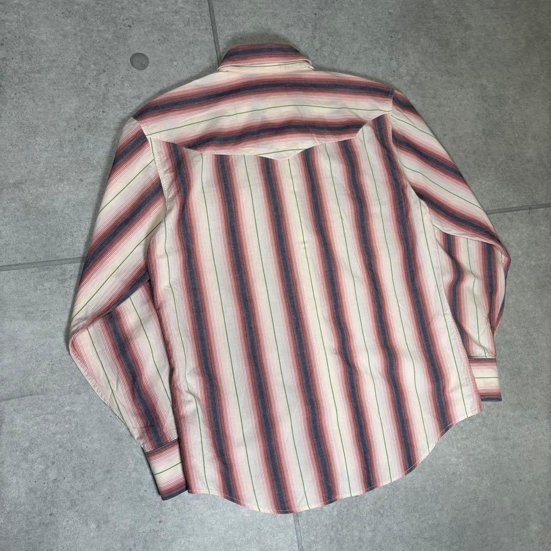 ヴィンテージ　ウエスタンシャツ　オンブレストライプ　90s　USA製　カウボーイ
