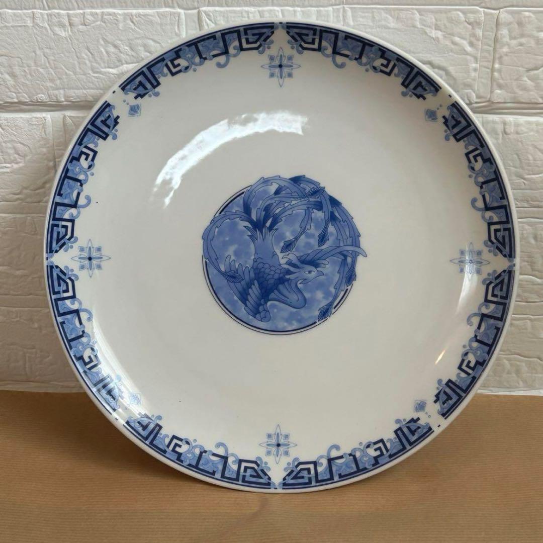 中國美術 古玩 鳳紋様青華大皿 飾り皿　直徑36.5cm 中國美術 古玩 鳳紋様青華大皿 飾り皿 直徑36.5cm（景徳鎮 青花