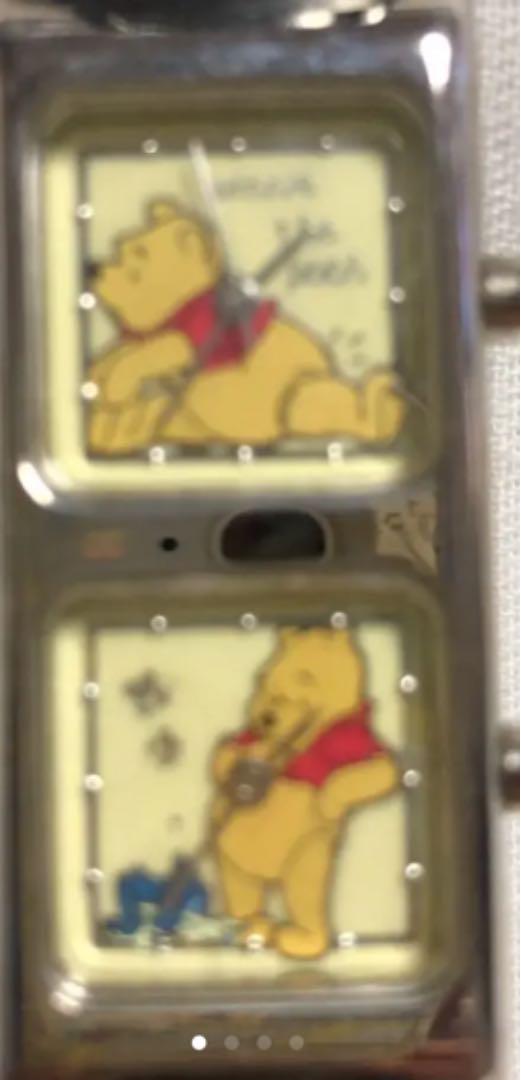 ディズニー くまのぷーさん 腕時計 革ベルト 希少2ウォッチ 電池交換済です ディズニー くまのぷーさん 腕時計 革ベルト 希少2ウォッチ 電池交換済です