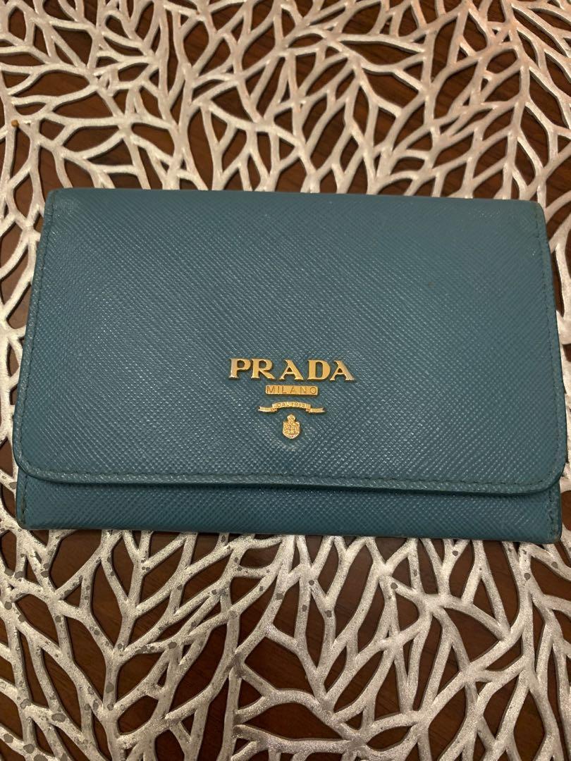 【ギャランティー付】PRADA プラダ名刺入れ　ターコイズブルー
