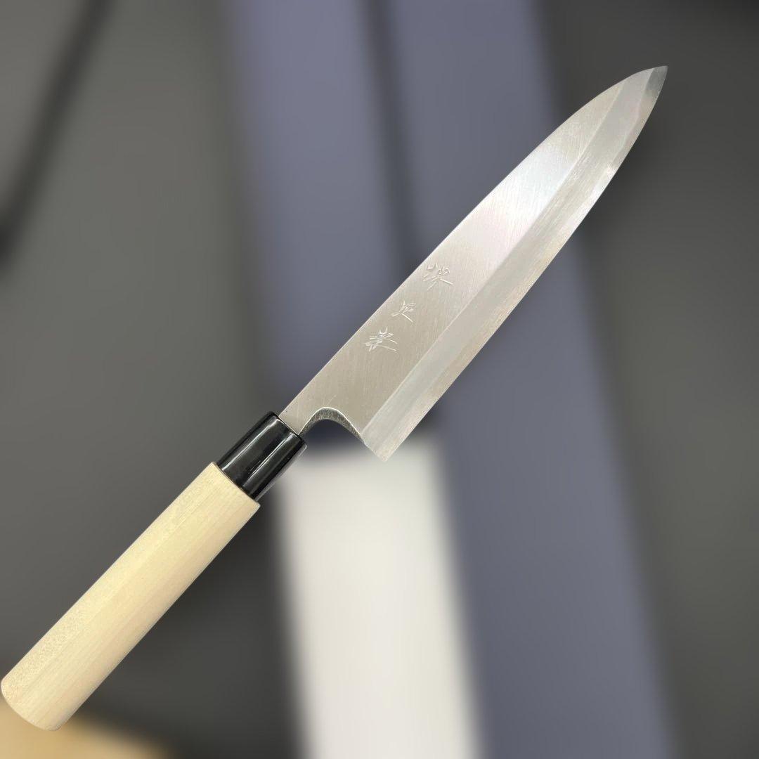 堺正孝白鋼別打はがね鍛造身卸包丁210mm七寸化粧箱入右片刃和包丁新品、♥