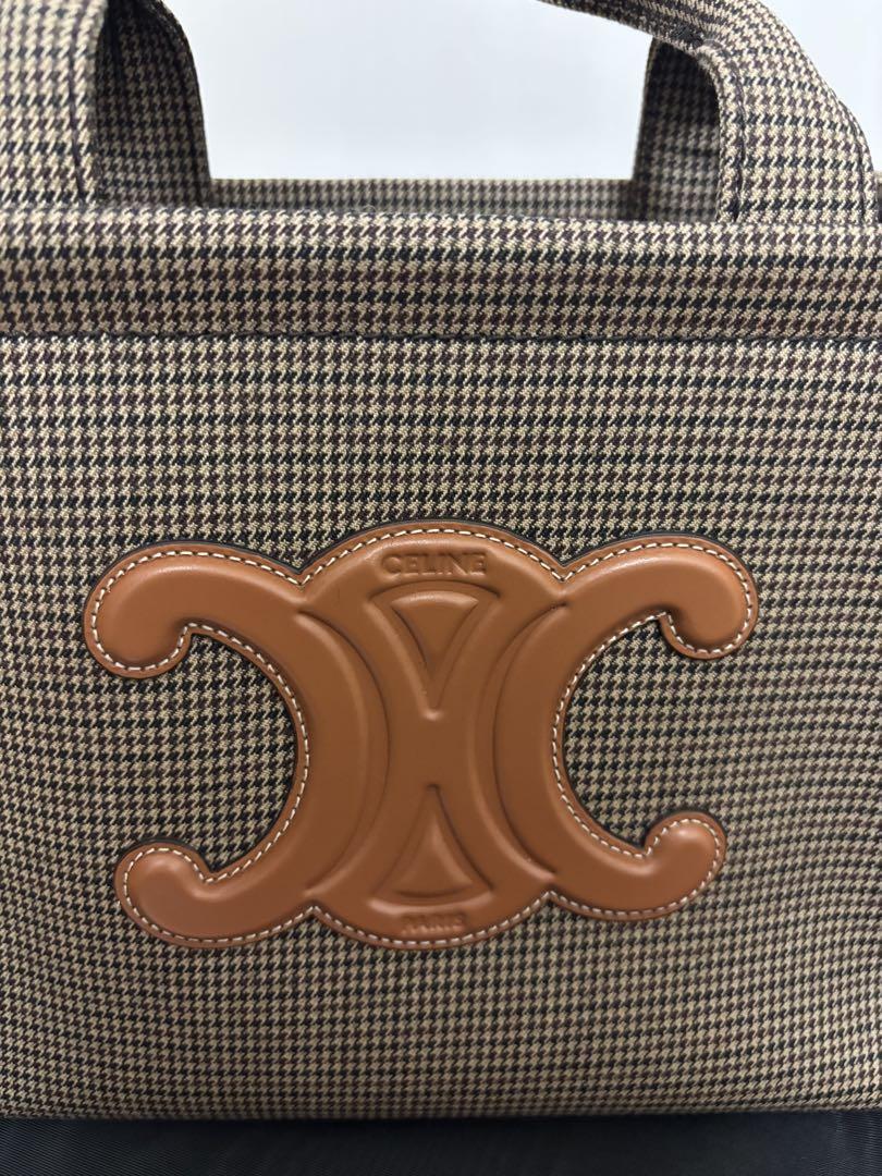 CELINE セリーヌ　カバ　タイス　トリオンフ　バッグ　千鳥格子　ショルダー