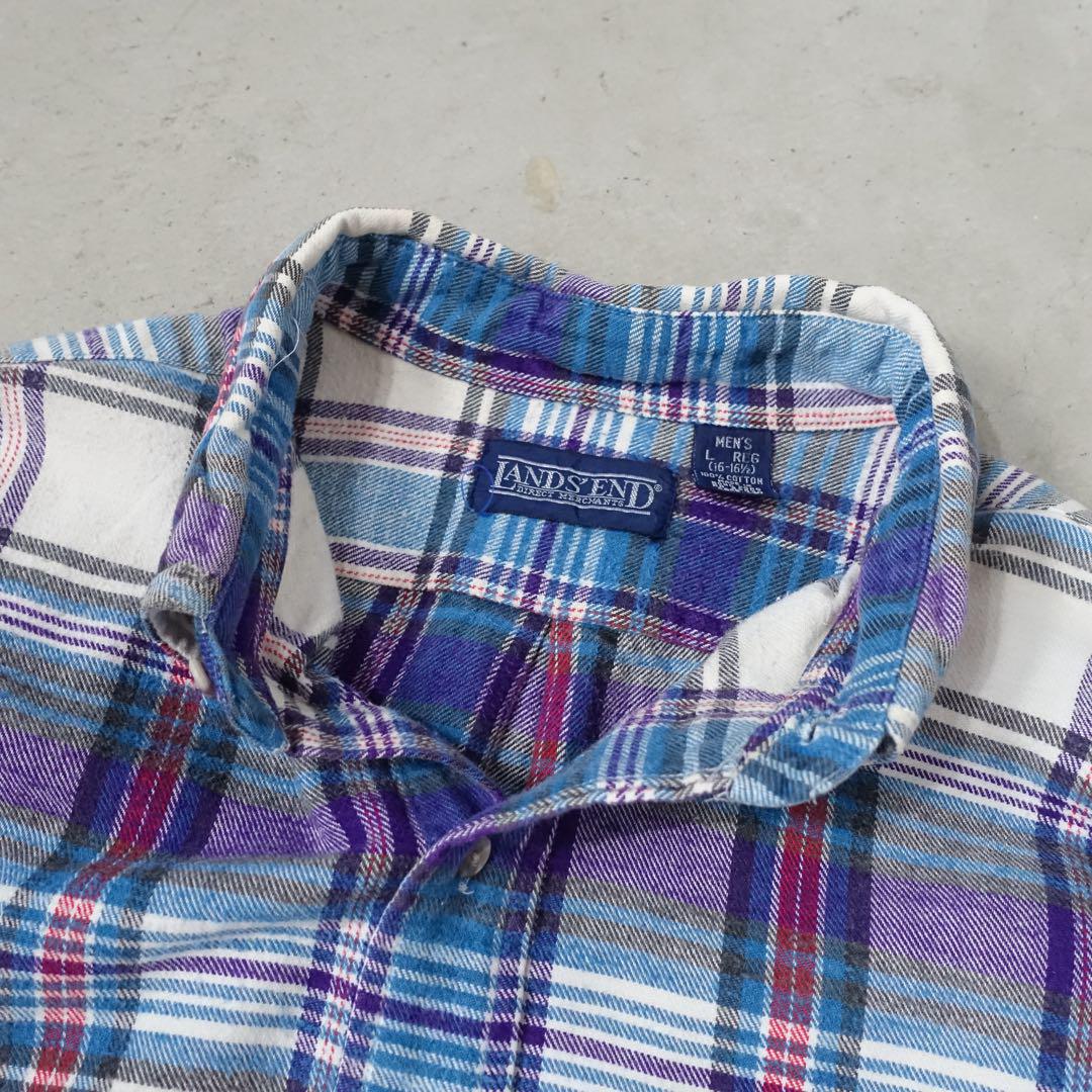 90s LANDSEND flannel shirt ネルシャツ