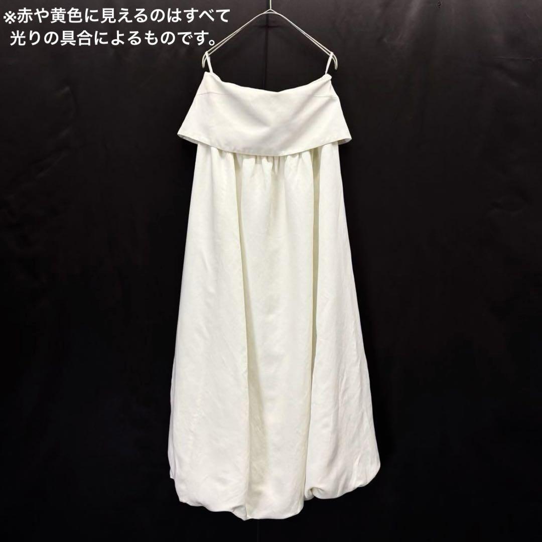 美品 ETRE TOKYO ブライトサテンペアバルーンワンピース S ホワイト