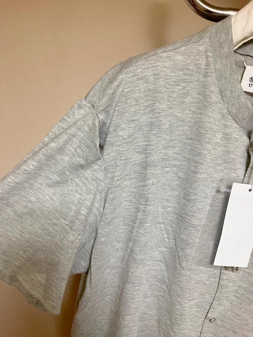 1年保証』 新品 48 マルジェラ 17ss カットソー生地 ノーカラーシャツ