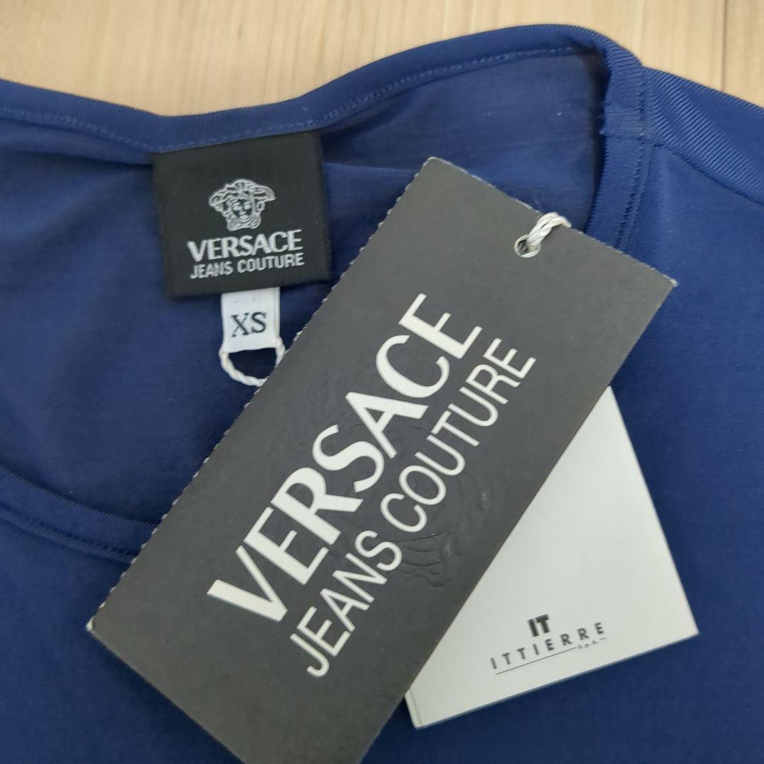 【激安アウトレット!】 JEANS VERSACE COUTURE XS Tシャツ ネイビー レディースウェア