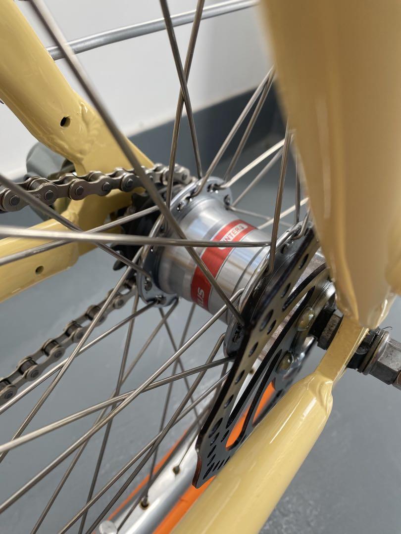 新品未使用 ミニベロ 自転車 アルミ 内装変速 泥除け カゴ 本革サドルグリップ