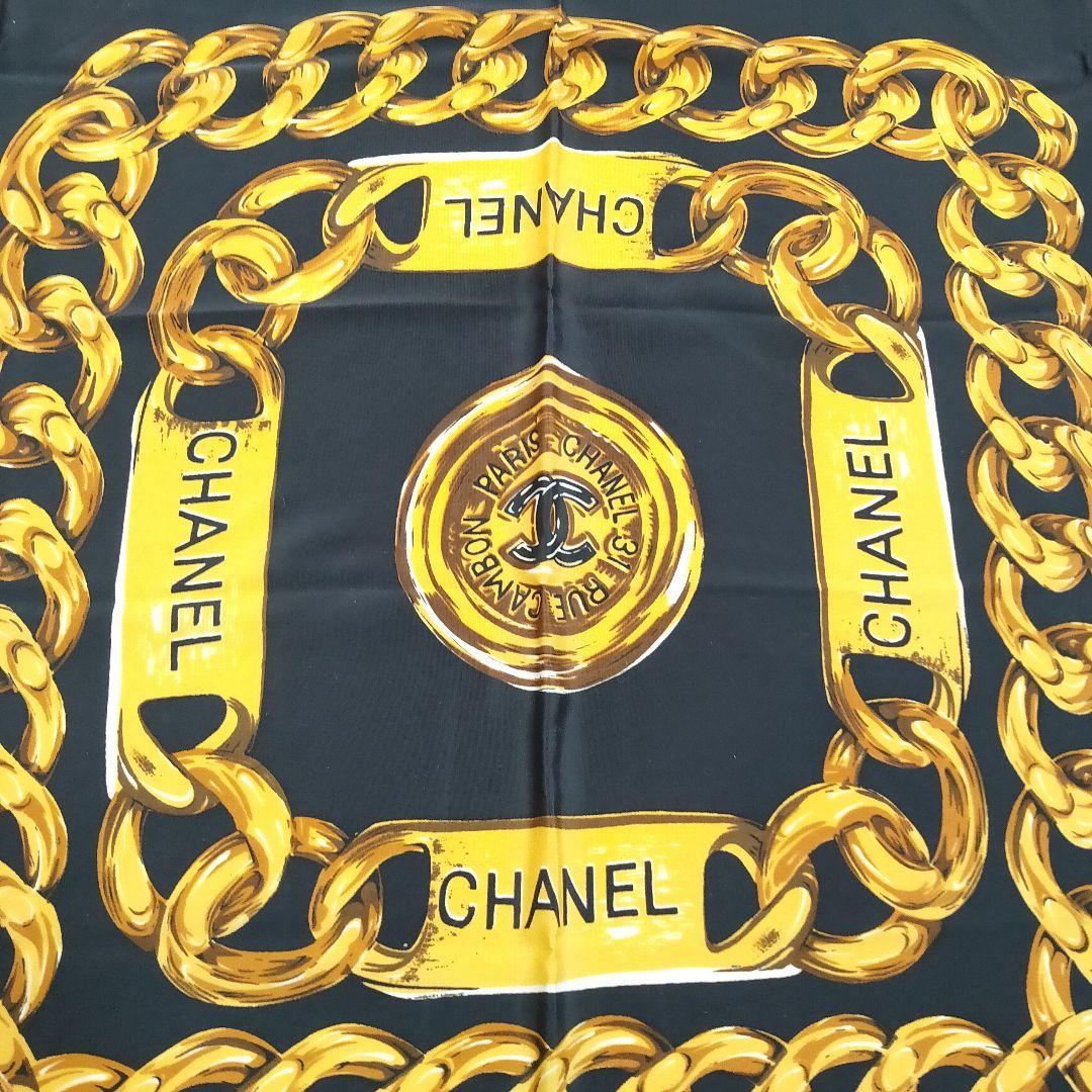 美品 CHANEL シルクスカーフ ココマーク チェーン 美品 CHANEL シルクスカーフ ココマーク チェーン