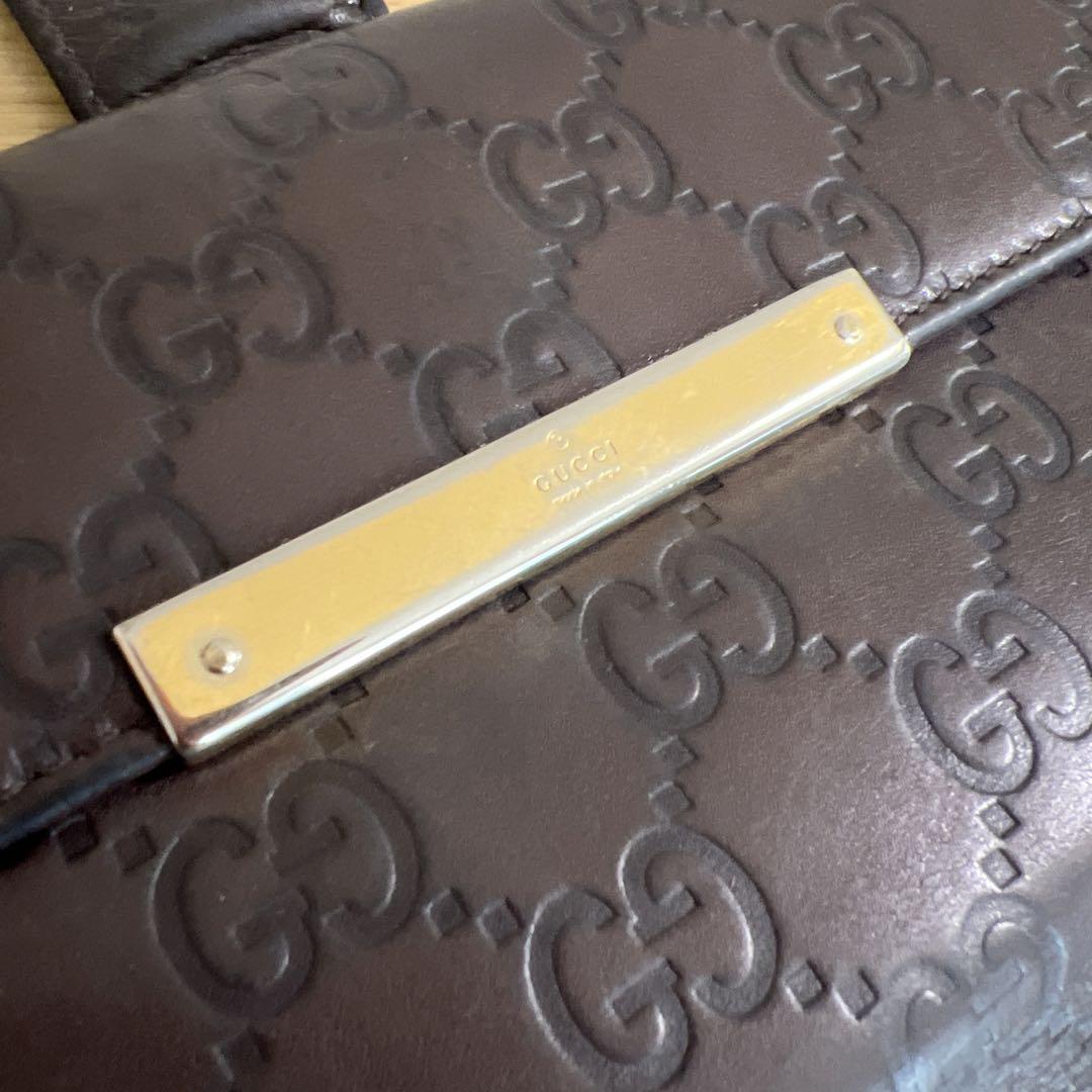 GUCCI グッチ　長財布　used ダークブラウン　ポケット多目　使いやすい