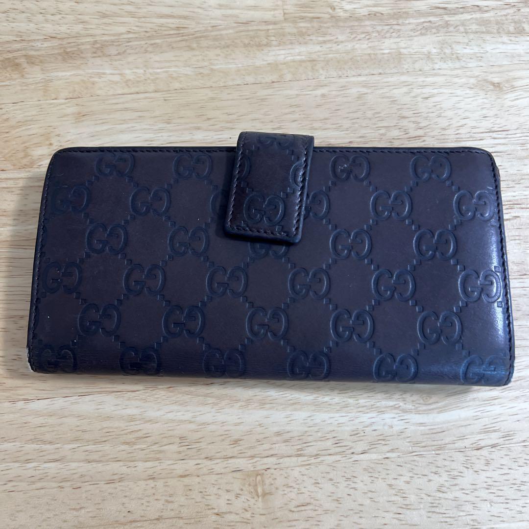 GUCCI グッチ　長財布　used ダークブラウン　ポケット多目　使いやすい