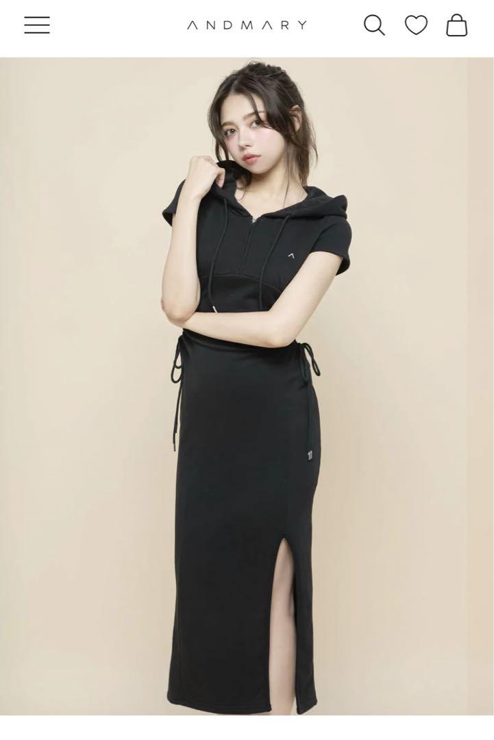 andmary Emily slit dress ブラック