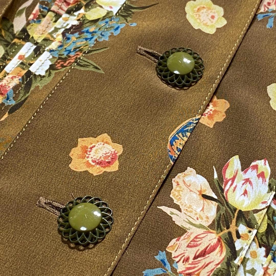 美品】カネコイサオ ピンタック ブーケ 花柄 フレアワンピース