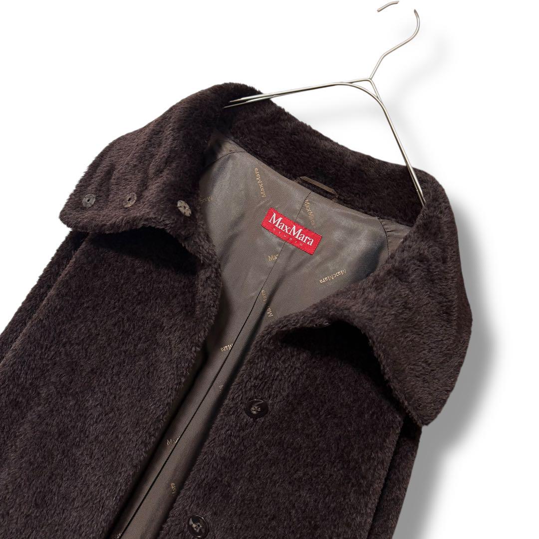 季節のおすすめ商品 未使用級☆MaxMara☆贅沢アルパカ☆大きめ襟のシャギーコート ジャケット・アウター