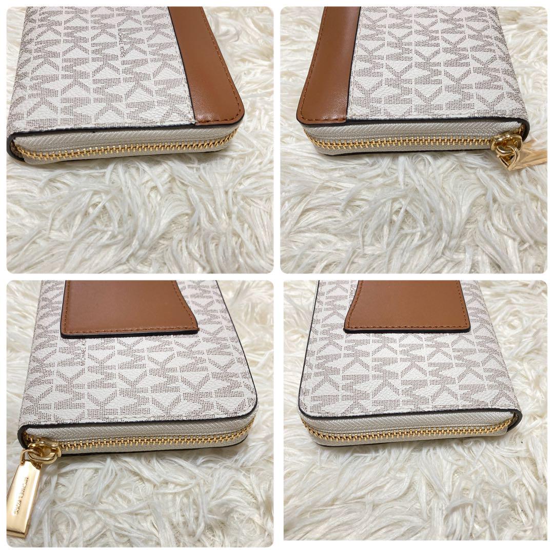 [美品] マイケルコース MICHAEL KORS 長財布 バニラ×エイコーン