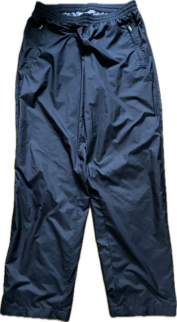 00s　adidas アディダス　ナイロンパンツ　ワンポイント　刺繍　黒　ライン 00's adidas Nylon Line Pant size/M アディダス ナイロン