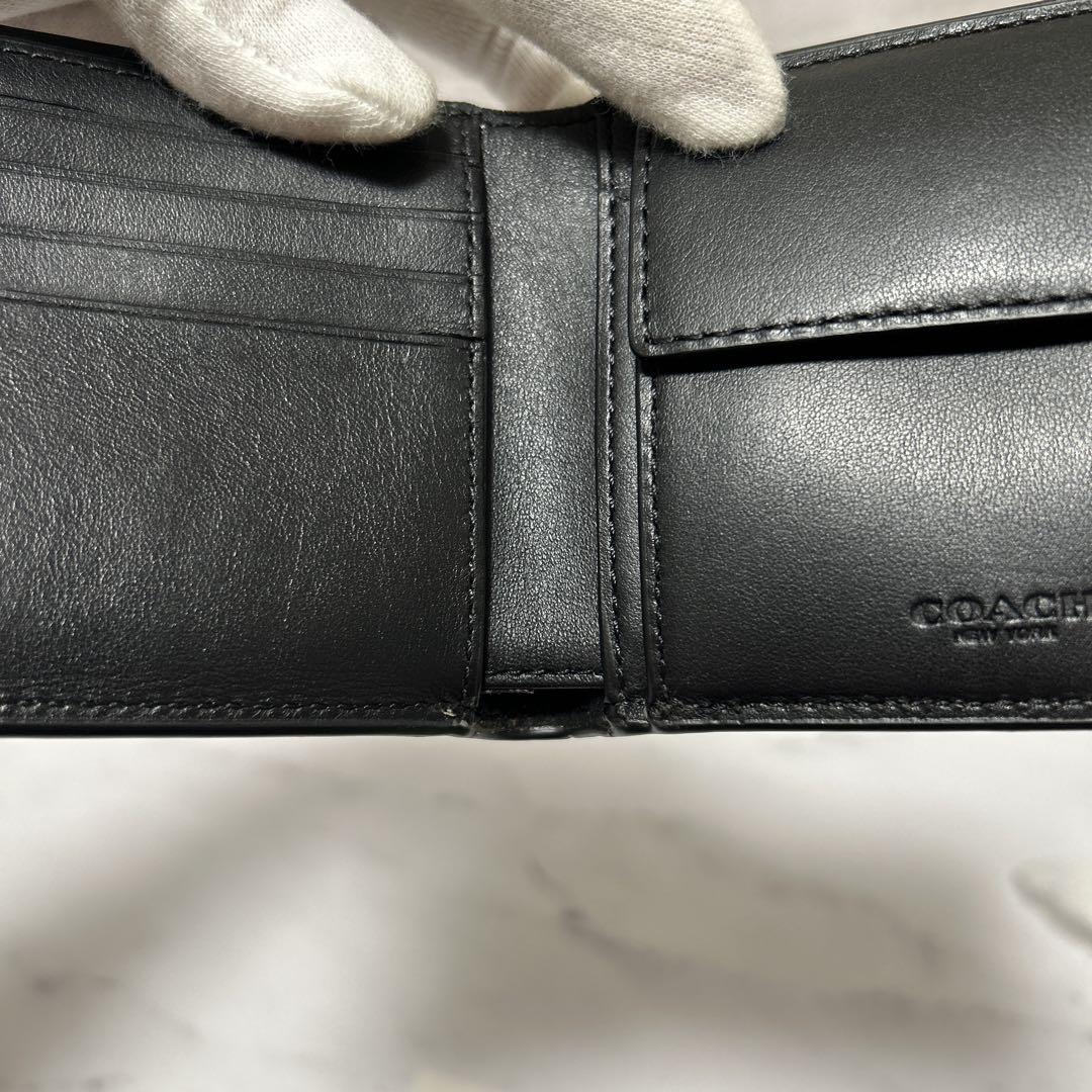 美品　コーチ デボスド シグネチャー クロスグレーン レザー 財布