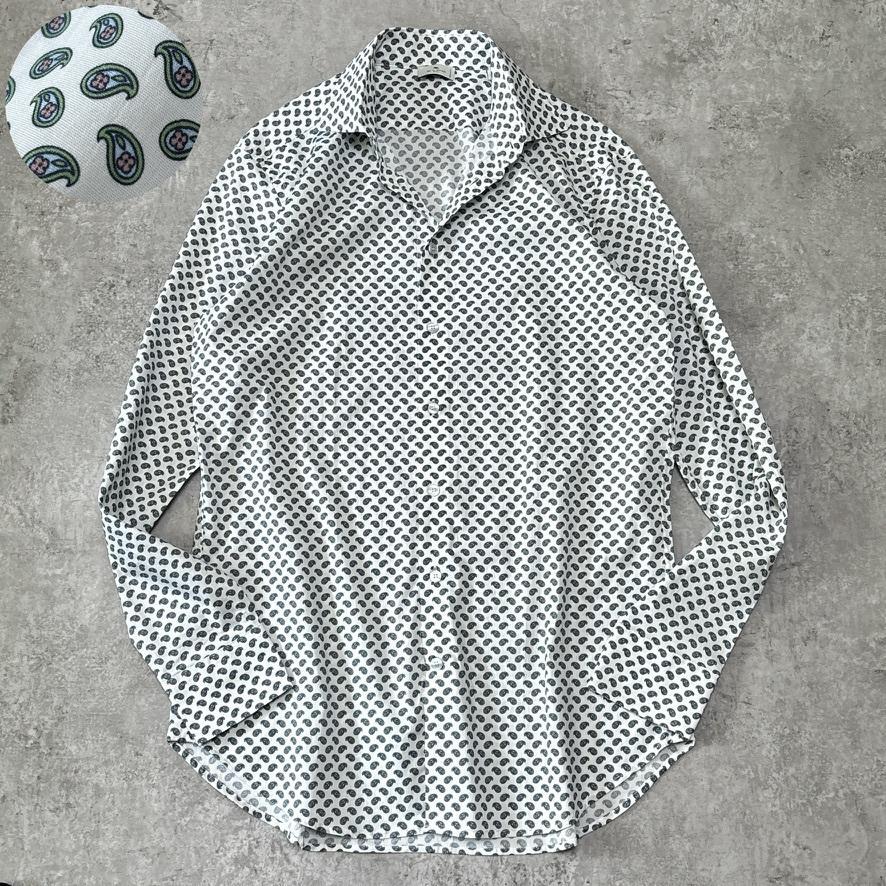級 現行 ETRO エトロ 長袖 シャツ 41 XL ペイズリー柄 総柄