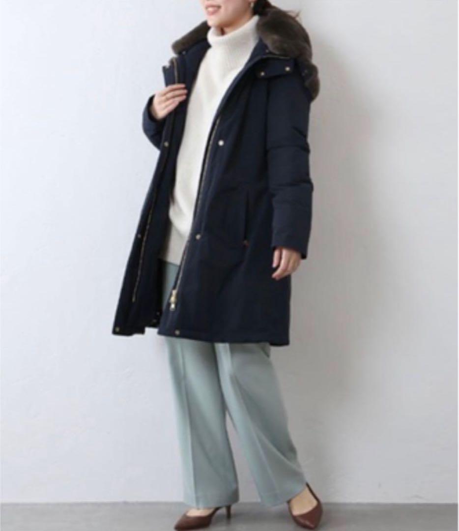 WOOLRICHウールリッチ☆BOW BRIDGEダウンコートXSラビットファー