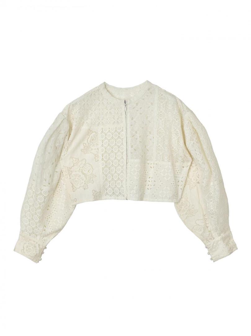 値下【Ameri】2WAY PATCHWORK LACE ZIP TOP トップス