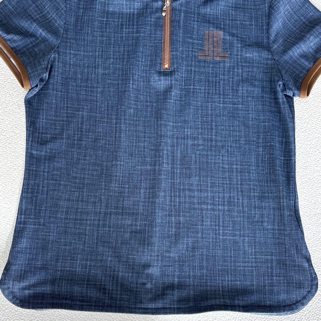 ●ランバン　スポール　ゴルフ　ハーフジップシャツ　ニット切り替え　プレートロゴ LANVIN SPORT ランバン スポーツ ゴルフ 春夏☆ ストライプ