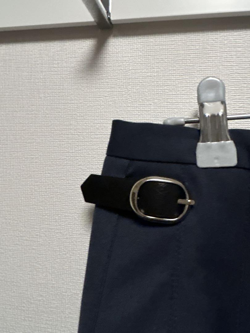 GROVE ネイビー プリーツミニスカート ベルト付き