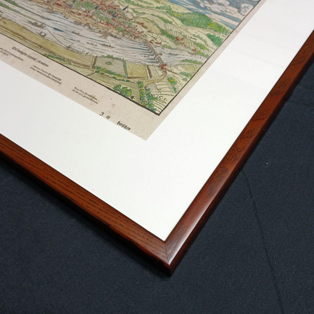 額装品　初期木版画　ミュンスター　トリーア都市景観図　コスモグラフィア 美品