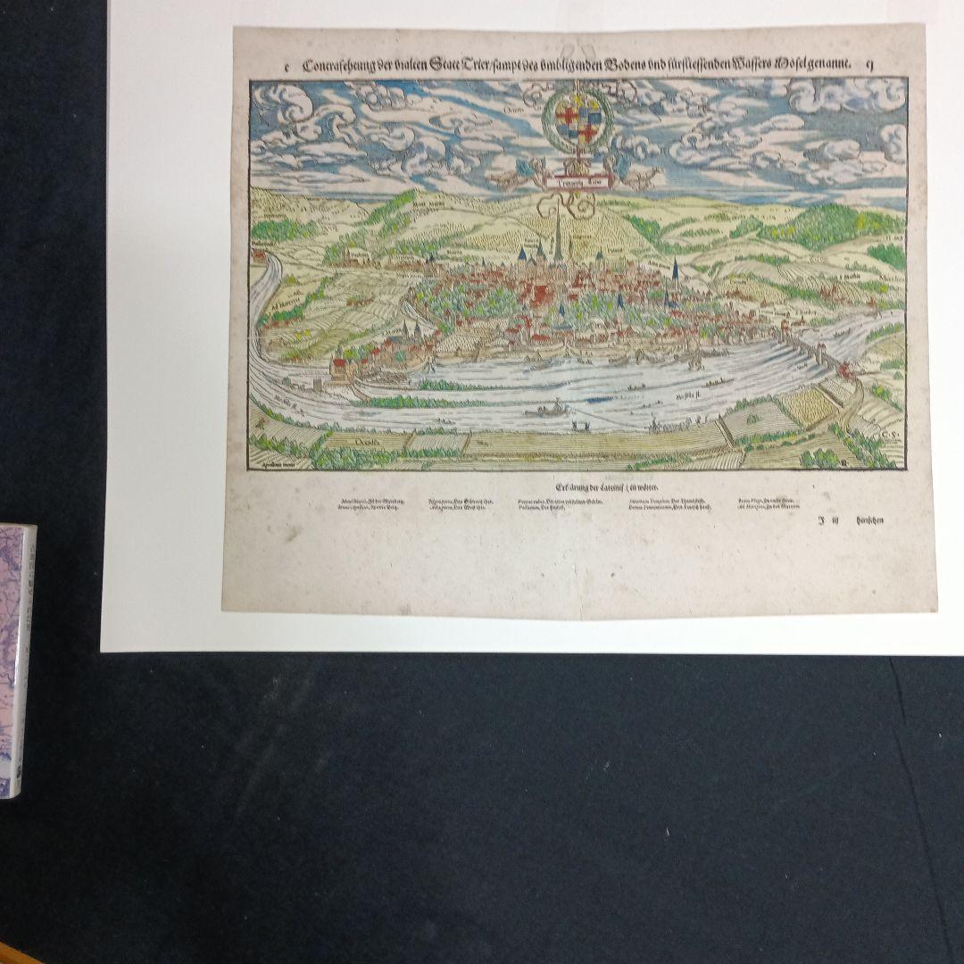 額装品　初期木版画　ミュンスター　トリーア都市景観図　コスモグラフィア 美品