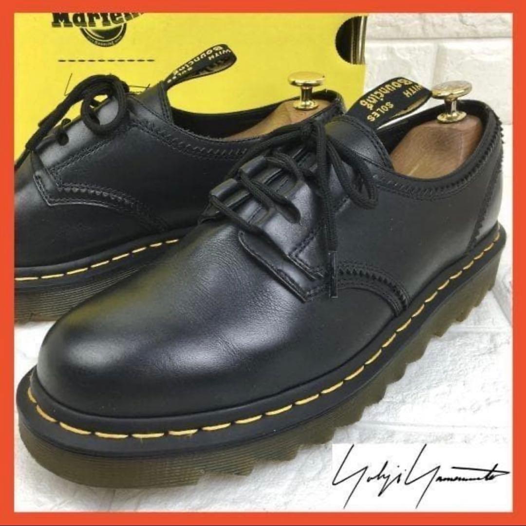 ヨウジヤマモト ドクターマーチン レザーギリーシューズ イエローステッチ27cm Yohji Yamamoto