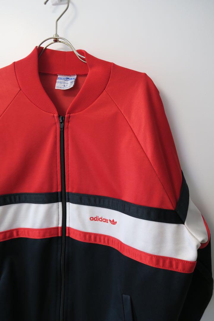 80s 90s adidas ジャージジャケット Lサイズ 赤黒