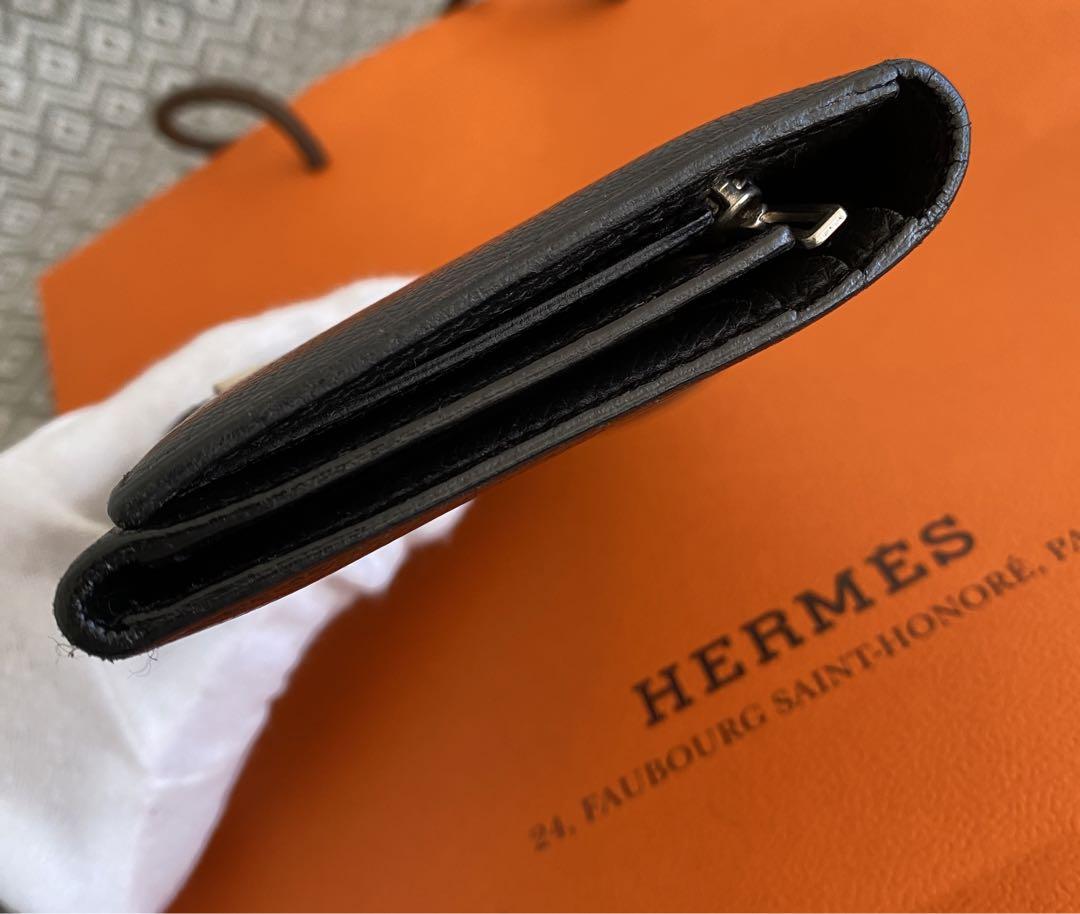 エルメス　HERMES べアンスフレ　長財布　黒　シルバー