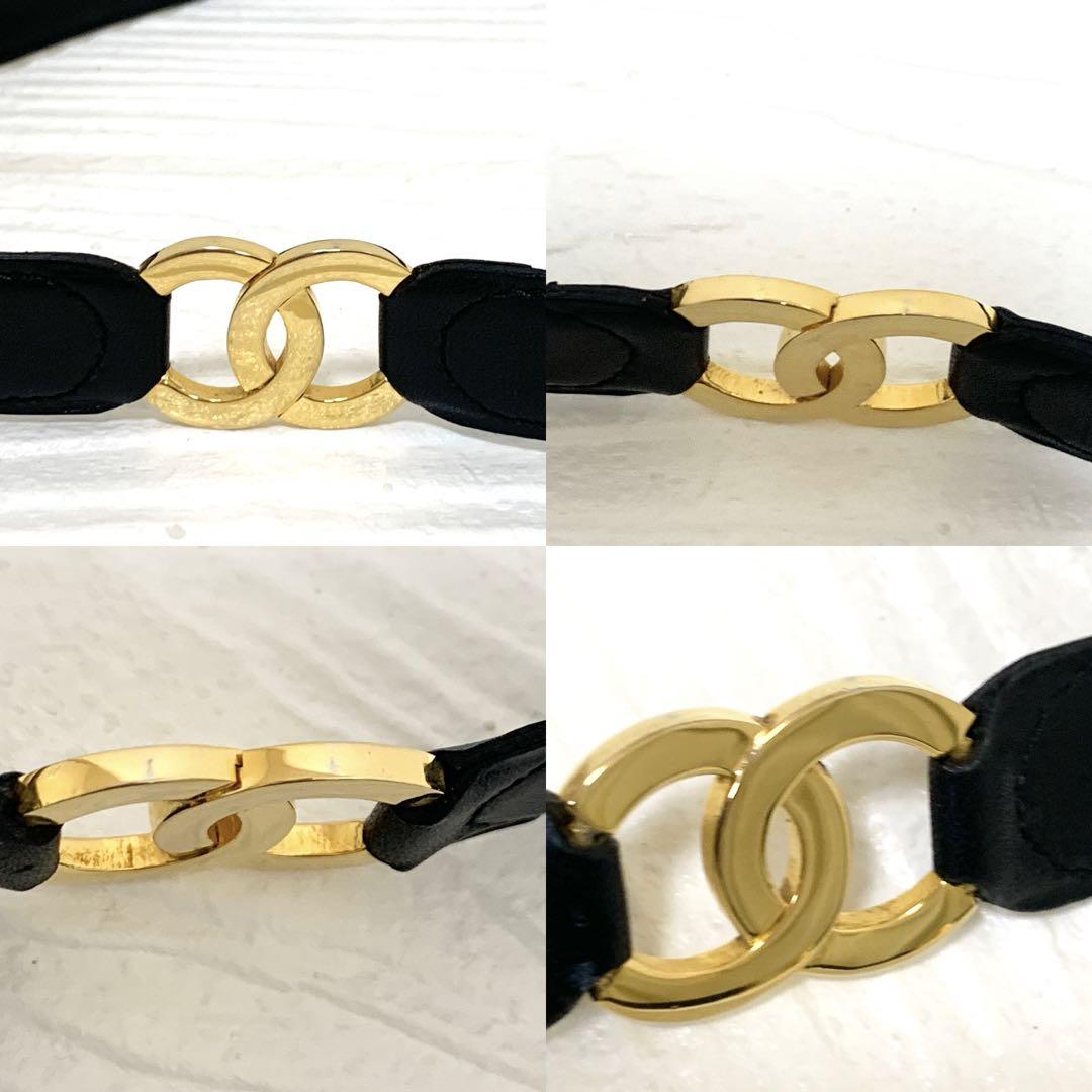 CHANEL シャネル ダブルココマーク ベルト ヴィンテージ 黒×金 CHANEL シャネル ダブルココマーク ベルト ヴィンテージ 黒×金