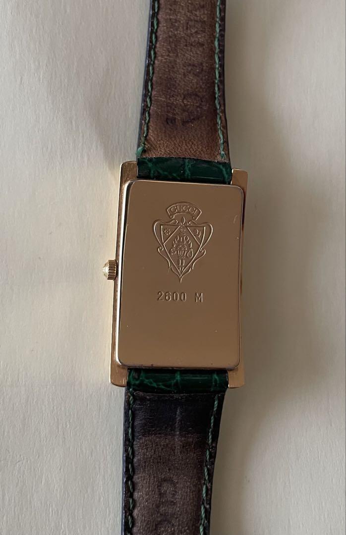 GUCCI グリーンレザー 時計 2600 M ヴィンテージ