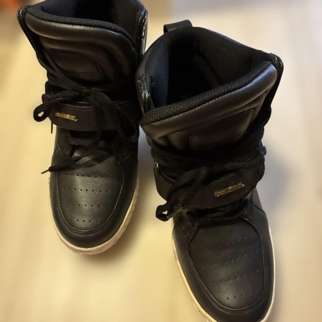 ディーゼル スニーカーJPN:24.0/ブラック×ホワイト×ゴールド靴