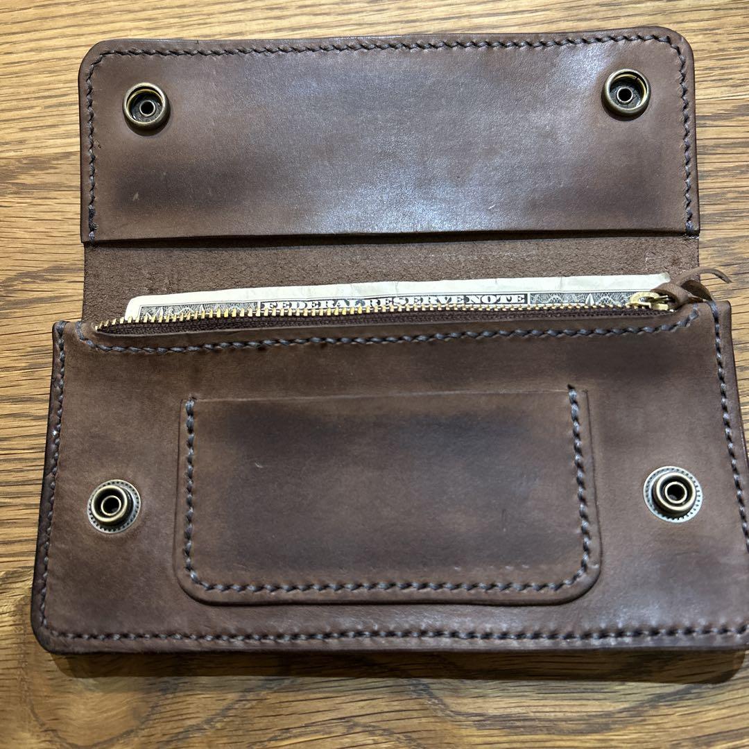 新品⭐︎ トラッカーロングウォレット　牛本革　エイジング　男前なサイフ