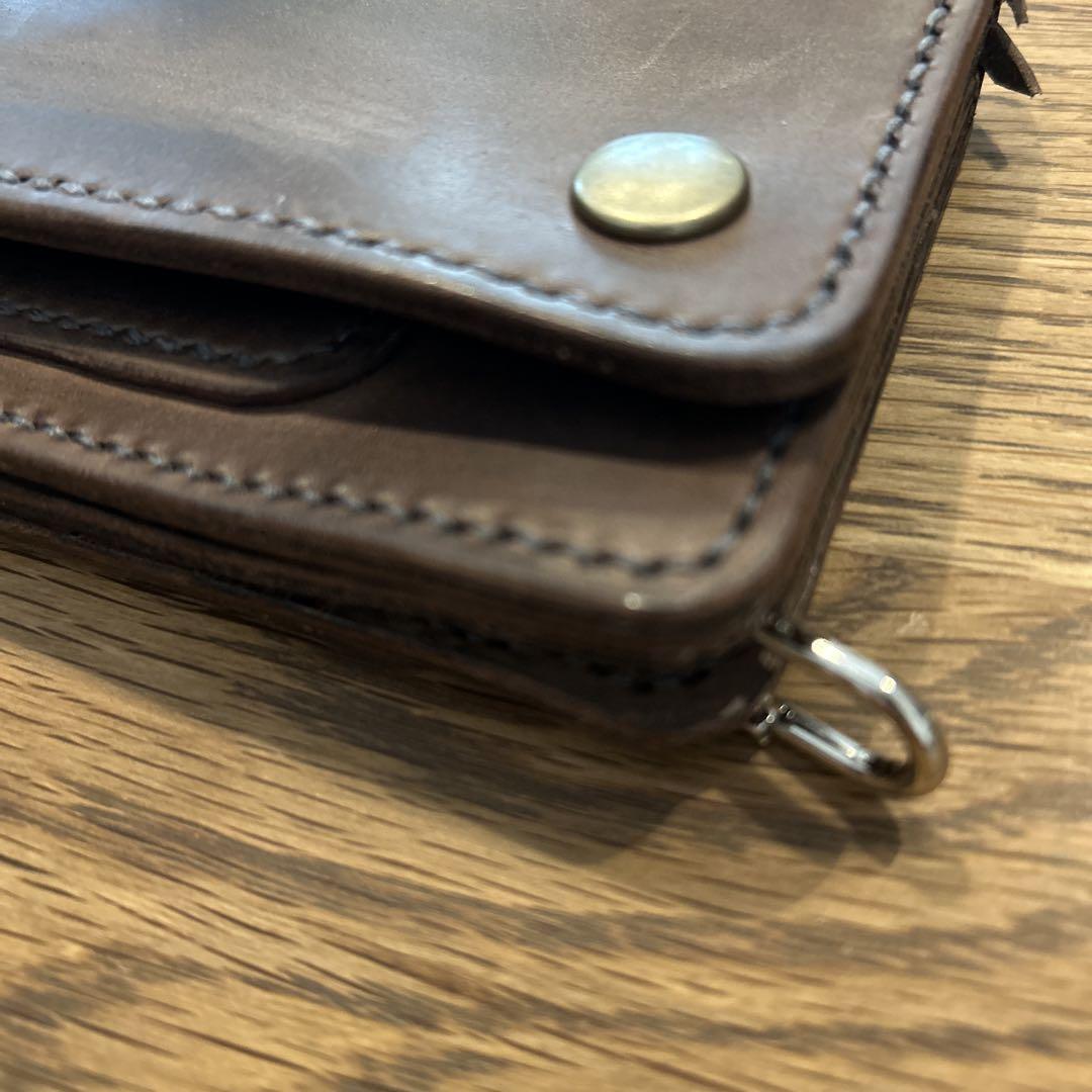 新品⭐︎ トラッカーロングウォレット　牛本革　エイジング　男前なサイフ