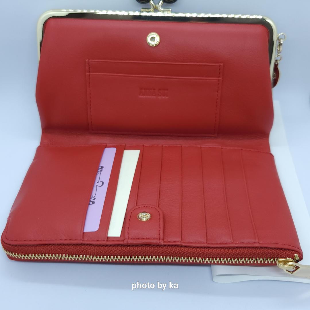 【人気商品！】 アナスイ 未使用 新品 レッド ANNA 赤色 長財布 がま口 SUI 小物